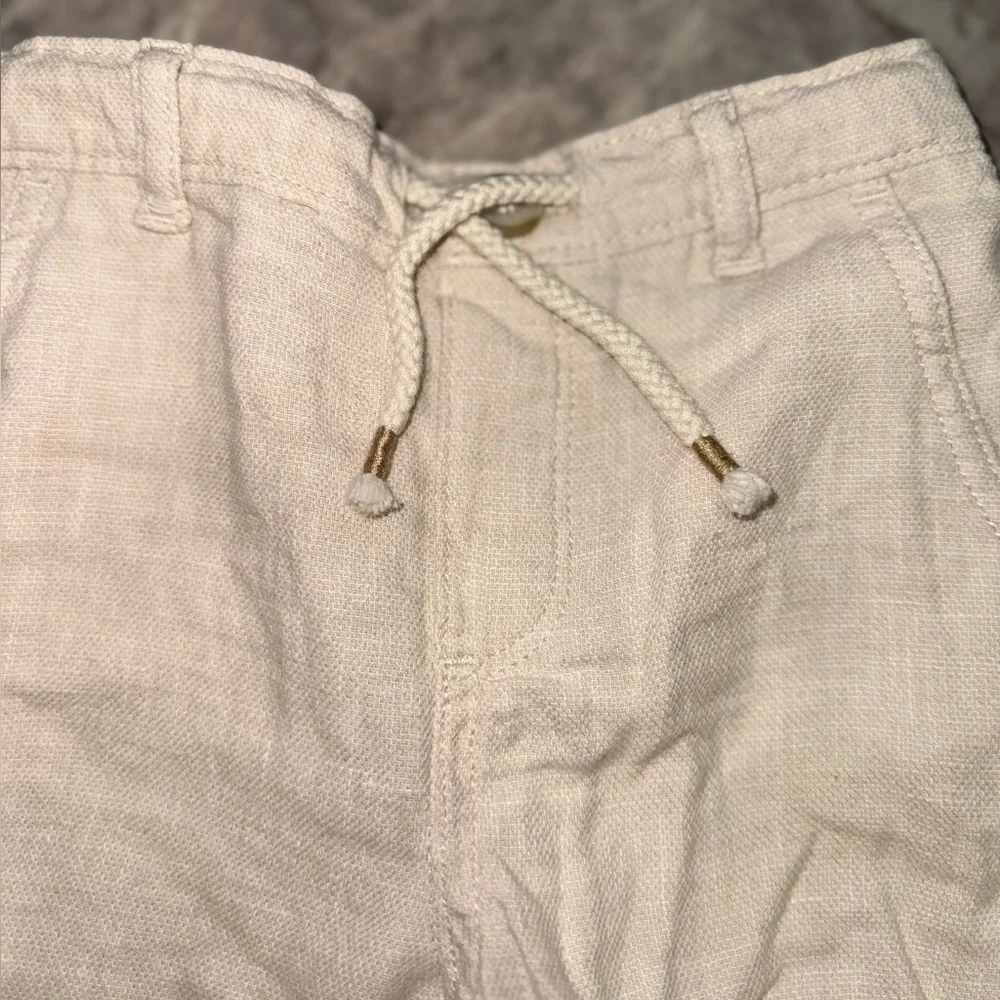 Gymboree Boys Linen Blend Roll Cuff Pants Cream Size 4T